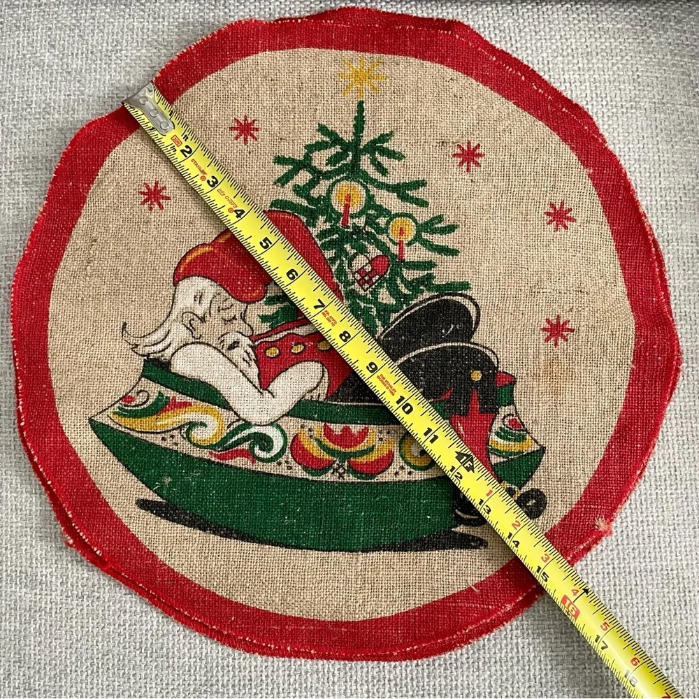 SET of 3 Vintage Nordic Burlap Holiday Placemats